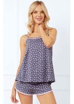 Piżama damska w serca na wąskie ramiączko i krótkie spodenki Tiana, Kolor jeansowy-róż, Rozmiar XL, Italian Fashion ze sklepu Primodo w kategorii Piżamy damskie - zdjęcie 184075406