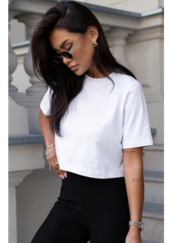 Krótki biały t-shirt damski z haftem B57K, Kolor biały, Rozmiar L, Ivon ze sklepu Primodo w kategorii Bluzki damskie - zdjęcie 184075627