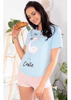 Bawełniana piżama damska Cute Flamant 0304, Kolor niebieski, Rozmiar S/M, LivCo Corsetti Fashion ze sklepu Primodo w kategorii Piżamy damskie - zdjęcie 184078059