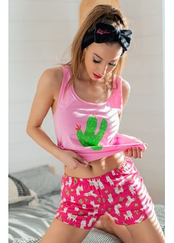 Piżama damska krótkie spodenki i koszulka na ramiączkach Embrasse 0404, Kolor różowy, Rozmiar L/XL, LivCo Corsetti Fashion ze sklepu Primodo w kategorii Piżamy damskie - zdjęcie 184078066