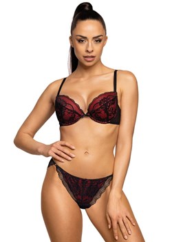 Biustonosz push-up czarno-czerwony Mollie M-3755/1, Kolor czarno-czerwony, Rozmiar 85B, Mat ze sklepu Primodo w kategorii Biustonosze - zdjęcie 184080805