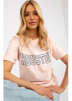 T-shirt damski jasnoróżowy z nadrukiem EM-TS-527-1.26X, Kolor jasnoróżowy, Rozmiar one size, EX MODA ze sklepu Primodo w kategorii Bluzki damskie - zdjęcie 184081389