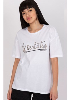Biały t-shirt damski z dżetami HB-TS-3077.32P, Kolor biały, Rozmiar L, HiB ze sklepu Primodo w kategorii Bluzki damskie - zdjęcie 184081439
