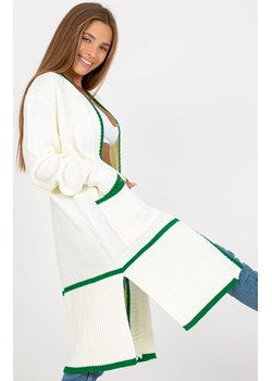 Długi kardigan damski ecru LC-SW-0340.42P, Kolor ecru-zielony, Rozmiar one size, Rue Paris ze sklepu Primodo w kategorii Swetry damskie - zdjęcie 184081476