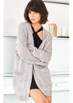 Kardigan z kieszeniami BK001, Kolor brązowy melanż, Rozmiar one size, BE Knit ze sklepu Primodo w kategorii Swetry damskie - zdjęcie 184081795