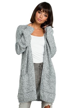 Kardigan z kieszeniami BK001, Kolor grafitowy melanż, Rozmiar one size, BE Knit ze sklepu Primodo w kategorii Swetry damskie - zdjęcie 184081798