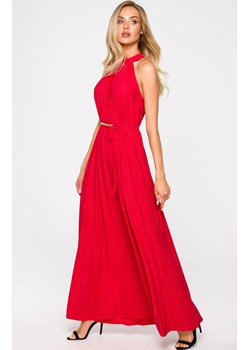 Suknia maxi z dekoltem typu halter w kolorze czerwonym M721, Kolor czerwony, Rozmiar uniwersalny, MOE ze sklepu Primodo w kategorii Sukienki - zdjęcie 184082415