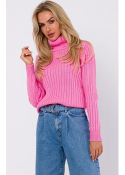 Sweter z golfem różowy M771, Kolor różowy, Rozmiar L/XL, MOE ze sklepu Primodo w kategorii Swetry damskie - zdjęcie 184083128