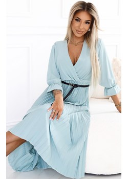 Plisowana sukienka maxi z paskiem Serena 462-3, Kolor szałwia, Rozmiar one size, NUMOCO BASIC ze sklepu Primodo w kategorii Sukienki - zdjęcie 184086889