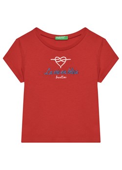 United Colors Of Benetton T-Shirt 3I1XG10J2 Czerwony Regular Fit ze sklepu MODIVO w kategorii Bluzki dziewczęce - zdjęcie 184098197