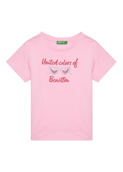 United Colors Of Benetton T-Shirt 3I1XG10JB Różowy Regular Fit ze sklepu MODIVO w kategorii Bluzki dziewczęce - zdjęcie 184098376