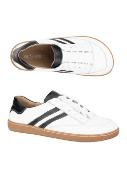 Sneakersy barefoot damskie Kaia Olivier buty skórzane białe z czarnym ze sklepu ButyModne.pl w kategorii Mokasyny męskie - zdjęcie 184099465