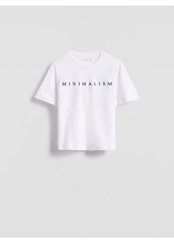 Reserved - T-shirt z haftowanym napisem - biały ze sklepu Reserved w kategorii Bluzki damskie - zdjęcie 184101027