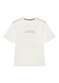 United Colors Of Benetton T-Shirt 3I1XC10P4 Écru Oversize ze sklepu MODIVO w kategorii T-shirty chłopięce - zdjęcie 184103349