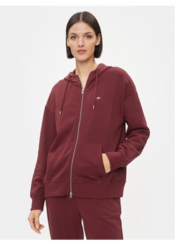 Gant Bluza Rel Shield Zip Hoodie 4204665 Bordowy Relaxed Fit ze sklepu MODIVO w kategorii Bluzy damskie - zdjęcie 184105465