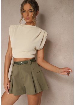 Zielone Szorty High Waist z Kieszeniami Typu Cargo Aloviane ze sklepu renee.pl w kategorii Szorty - zdjęcie 184107076