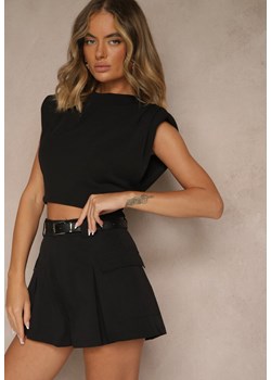 Czarne Szorty High Waist z Kieszeniami Typu Cargo Aloviane ze sklepu renee.pl w kategorii Szorty - zdjęcie 184107086