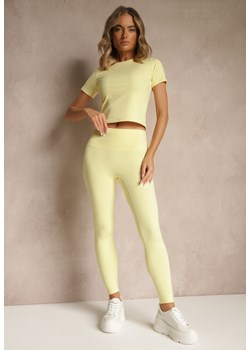 Żółty Komplet Sportowy Legginsy i T-shirt o Dopasowanym Kroju Silanessa ze sklepu renee.pl w kategorii Komplety i garnitury damskie - zdjęcie 184107136