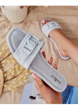Royalfashion Niebieskie damskie klapki z klamerką Rydr ze sklepu royalfashion.pl w kategorii Klapki damskie - zdjęcie 184108219