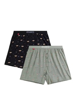 Atlantic 2-pack bokserki męskie luźne 2MBX-075-CZA/ZIEJ, Kolor czarno-zielony-wzór, Rozmiar S, ATLANTIC ze sklepu Intymna w kategorii Majtki męskie - zdjęcie 184111766