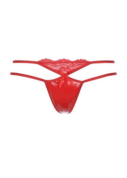 Cranberry muffin stringi czerwone wet look V-7828, Kolor czerwony, Rozmiar L, Axami ze sklepu Intymna w kategorii Majtki damskie - zdjęcie 184113217