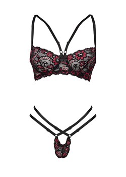 Komplet biustonosz miękki soft i figi Rosalinda, Kolor czarno-czerwony, Rozmiar S/M, Beauty Night ze sklepu Intymna w kategorii Komplety bielizny damskiej - zdjęcie 184114786