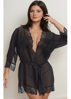 Czarny peniuar damski tiulowy szlafrok Cassidy Plus Size, Kolor czarny, Rozmiar 3XL, Irall ze sklepu Intymna w kategorii Szlafroki damskie - zdjęcie 184115228