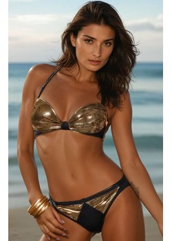 Strój kąpielowy dwuczęściowy golden bikini złote Gandhali, Kolor czarno-miedziany, Rozmiar S, LivCo Corsetti Fashion ze sklepu Intymna w kategorii Stroje kąpielowe - zdjęcie 184115248