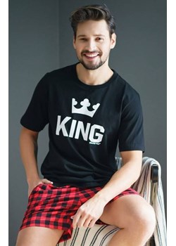 Męska piżama King krótki rękaw PMB.9952, Kolor czarny, Rozmiar S, Doctor Nap ze sklepu Intymna w kategorii Piżamy męskie - zdjęcie 184117818