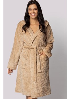 Envie szlafrok damski z kapturem plus size Leopard, Kolor beżowy, Rozmiar 4XL/5XL, Envie ze sklepu Intymna w kategorii Szlafroki damskie - zdjęcie 184120249