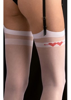 Białe pończochy ze wzorem w serduszka 20 den Flirty O4084, Kolor biały, Rozmiar 2, Fiore ze sklepu Intymna w kategorii Pończochy - zdjęcie 184123505
