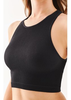 Bezszwowy czarny top damski z dekoltem halter Rib 1203, Kolor czarny, Rozmiar S/M, Gabriella ze sklepu Intymna w kategorii Biustonosze - zdjęcie 184124167