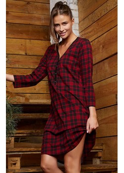 Koszula nocna damska w kratę z rękawem 3/4 Ordesa, Kolor czarno-czerwony, Rozmiar S, Italian Fashion ze sklepu Intymna w kategorii Koszule nocne - zdjęcie 184127379