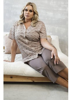 Piżama damska z krótkim rękawem i spodniami plus size 3/4 Ramira, Kolor cappuccino, Rozmiar M, Italian Fashion ze sklepu Intymna w kategorii Piżamy damskie - zdjęcie 184127406