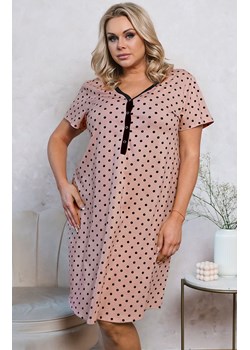Koszula nocna damska z krótkim rękawem plus size Buscato, Kolor różowy-wzór, Rozmiar S, Italian Fashion ze sklepu Intymna w kategorii Koszule nocne - zdjęcie 184127858