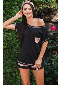 Piżama damska na krótki rękaw z krótką nogawką Buscato, Kolor czarny, Rozmiar S, Italian Fashion ze sklepu Intymna w kategorii Piżamy damskie - zdjęcie 184127865