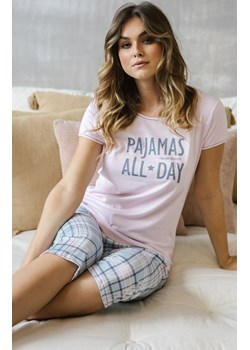 Piżama damska na krótki rękaw z nogawką 3/4 Glamour, Kolor jasny róż, Rozmiar S, Italian Fashion ze sklepu Intymna w kategorii Piżamy damskie - zdjęcie 184128436