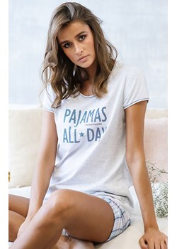 Piżama damska na krótki rękaw z krótką nogawką Glamour, Kolor jasny szary, Rozmiar S, Italian Fashion ze sklepu Intymna w kategorii Piżamy damskie - zdjęcie 184128446