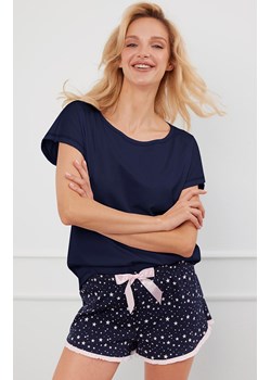 Piżama damska z krótkim rękawem i spodenkami granatowa Libra, Kolor granatowy-wzór, Rozmiar S, Italian Fashion ze sklepu Intymna w kategorii Piżamy damskie - zdjęcie 184128927