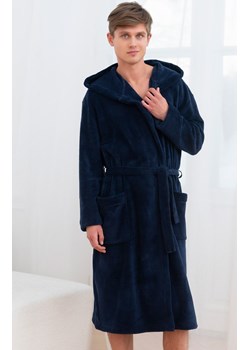 Ciepły szlafrok męski z kapturem granatowy Mimas, Kolor granatowy, Rozmiar XL, Italian Fashion ze sklepu Intymna w kategorii Szlafroki męskie - zdjęcie 184129075
