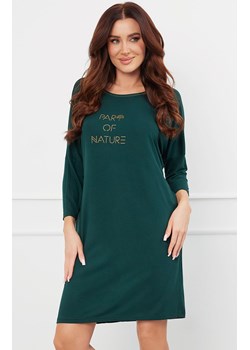 Koszula nocna damska z 3/4 rękawem zielona Natura, Kolor zielony, Rozmiar S, Italian Fashion ze sklepu Intymna w kategorii Koszule nocne - zdjęcie 184129137