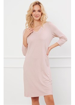 Koszula nocna damska z rękawem 3/4 pudrowy róż Puntini, Kolor róż pudrowy-wzór, Rozmiar S, Italian Fashion ze sklepu Intymna w kategorii Koszule nocne - zdjęcie 184129357