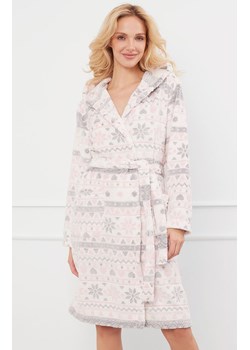 Szlafrok damski z kapturem na długi rękaw Puri, Kolor ecru-szary, Rozmiar M, Italian Fashion ze sklepu Intymna w kategorii Szlafroki damskie - zdjęcie 184129398