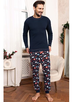 Piżama męska świąteczna granatowa Rojas, Kolor granatowy-wzór, Rozmiar S, Italian Fashion ze sklepu Intymna w kategorii Piżamy męskie - zdjęcie 184129478