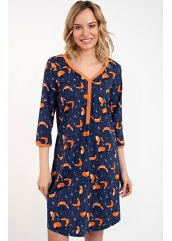 Koszula nocna damska z rękawem 3/4 Wasilla, Kolor granatowo-pomarańczowy, Rozmiar S, Italian Fashion ze sklepu Intymna w kategorii Koszule nocne - zdjęcie 184129948
