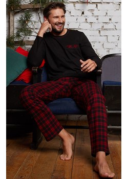 Piżama męska z długim rękawem i długimi nogawkami Zeman, Kolor czarno-czerwony, Rozmiar M, Italian Fashion ze sklepu Intymna w kategorii Piżamy męskie - zdjęcie 184130026