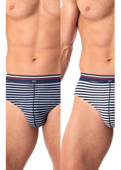 2-pack wakacyjne bawełniane slipy męskie MPP 338, Kolor granatowy-wzór, Rozmiar M, Key ze sklepu Intymna w kategorii Majtki męskie - zdjęcie 184131316