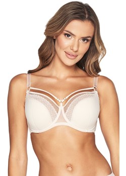 Biustonosz semi-soft z ozdobnymi paskami półusztywniany BC-928 Isla, Kolor beżowy, Rozmiar 65E, Kinga ze sklepu Intymna w kategorii Biustonosze - zdjęcie 184132118