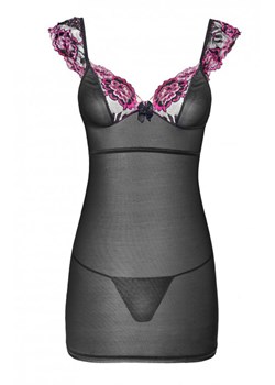 Damska koszulka nocna i stirngi Kinge LC 99187, Kolor czarno-różowy, Rozmiar L/XL, LivCo Corsetti Fashion ze sklepu Intymna w kategorii Koszule nocne - zdjęcie 184133407