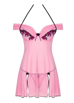 Komplet bielizny damskiej koszulka i stringi Chameli LC 13425, Kolor różowo-czarny, Rozmiar S, LivCo Corsetti Fashion ze sklepu Intymna w kategorii Koszule nocne - zdjęcie 184133477